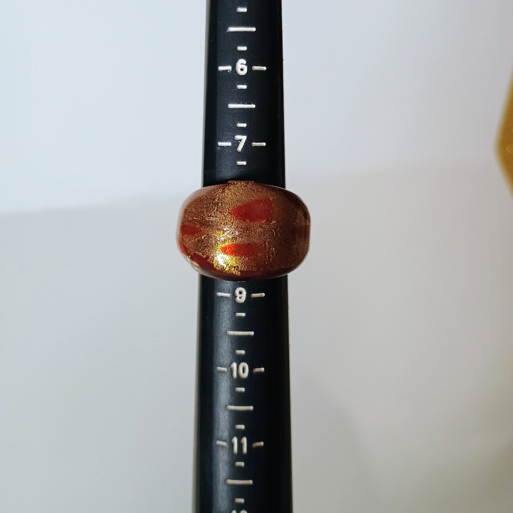 Brown and Gold Glass Ring Size 8 - Picture 1 of 4